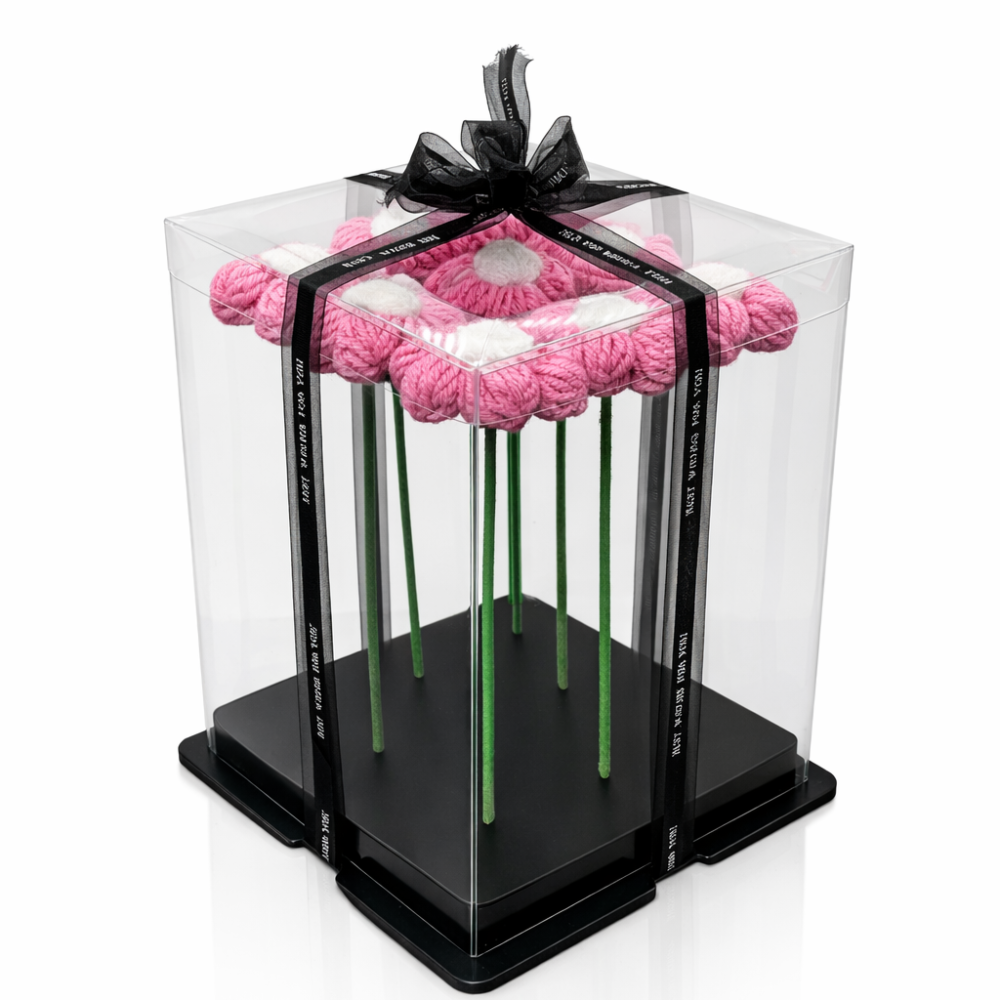 Soft Pink Daisy Handicraft Yarn Flower Bouquet (Set of 9)