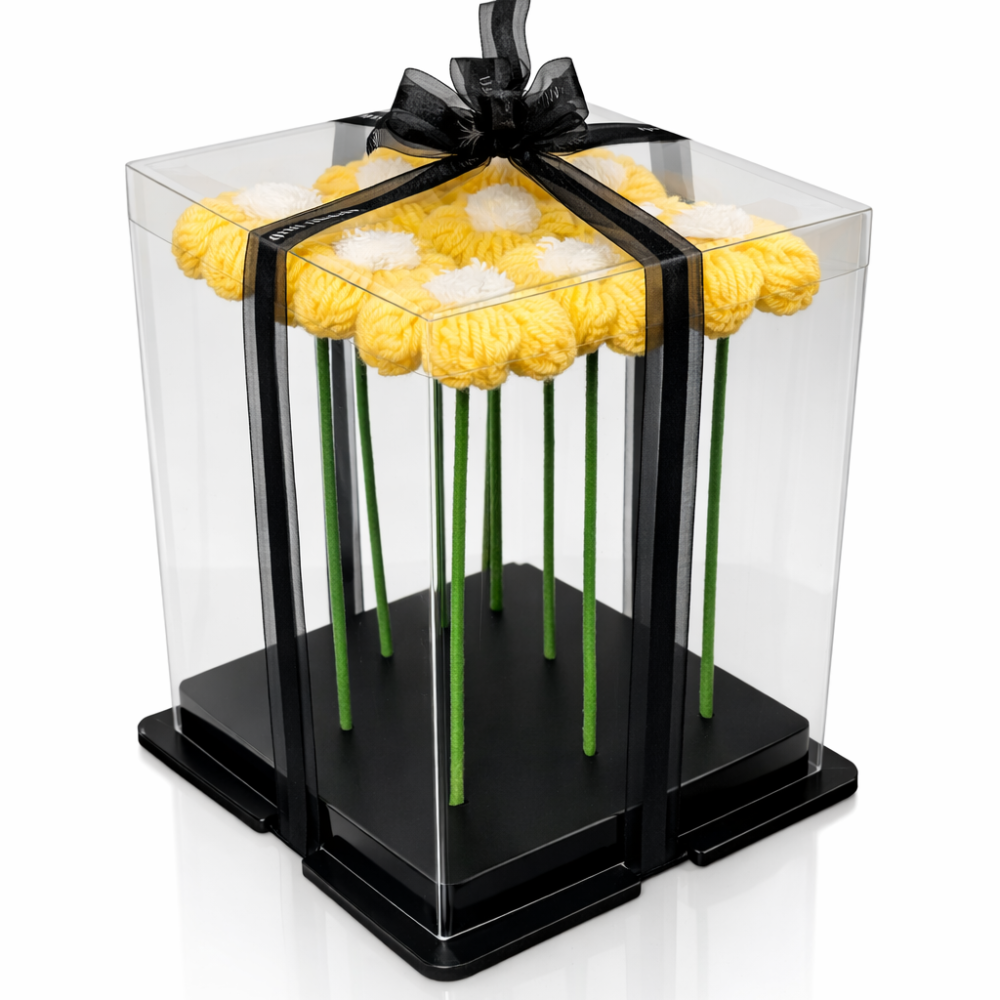 yellow Velvet Daisy Handicraft Yarn Flower Bouquet (Set of 9)