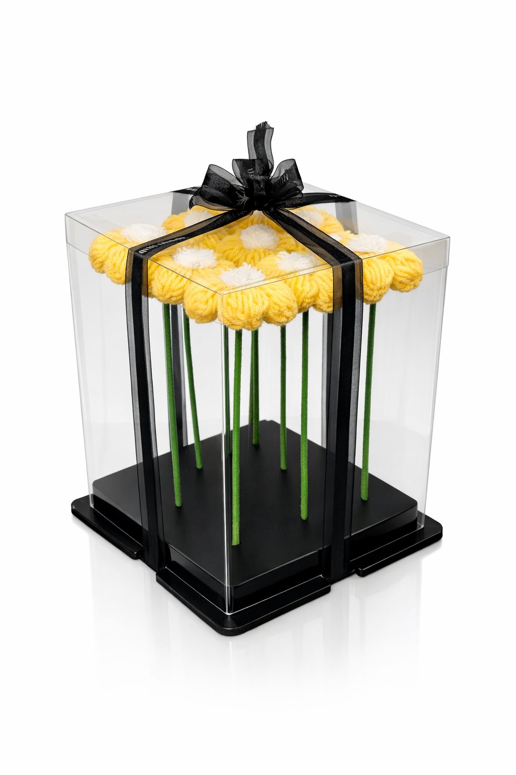 yellow Velvet Daisy Handicraft Yarn Flower Bouquet (Set of 9)